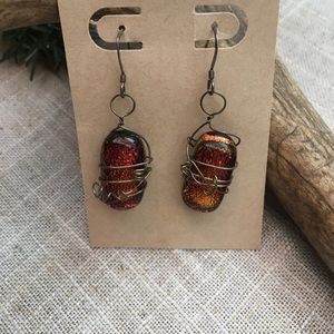Handmade Glass and Wire Earrings